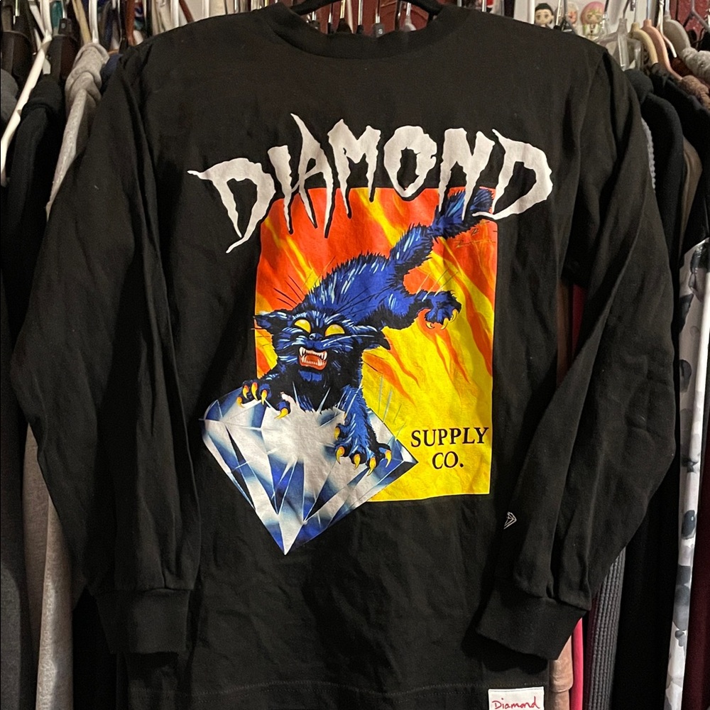 Diamond Supply Co. Black and Blue Graphic Long Sleeve Tee